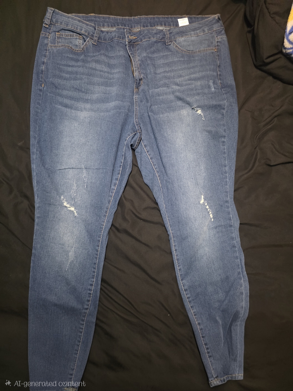 SHEIN Medium Blue Skinny Distressed Jeans